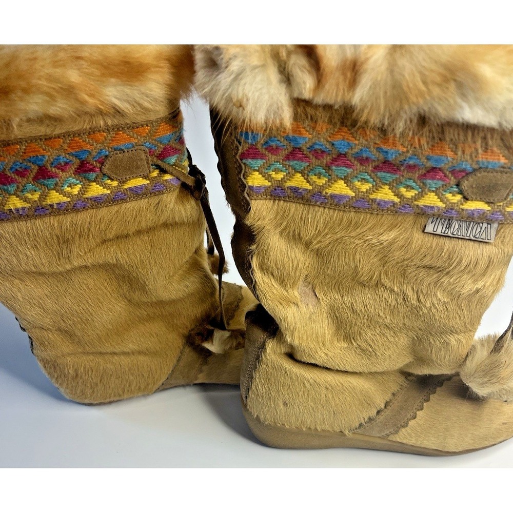 Vintage Tecnica Navajo Apre Ski Fur‎ Boots Made in Italy EU 39 US 8 Rainbow